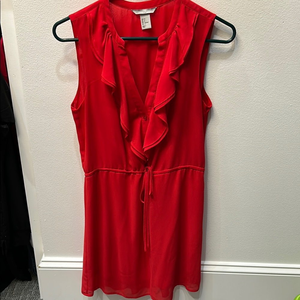 H&M Red Ruffle Sleeveless Dress